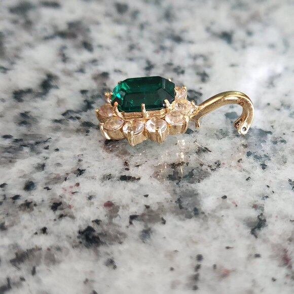 Gold Emerald & CZ Pendant-Needs Clasp Repair-Excellent-Pre-Loved Condition - Picture 8 of 10